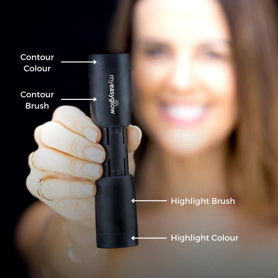 MyEasyglow 4 in 1 Highlighter and contour with brush applicator with diagram